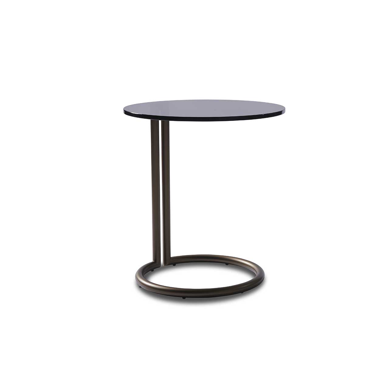Ronald Schmitt  – Beistelltisch Circle K 95 - seite | Tischplatte Parsolglas grau, Metallgestall bronze