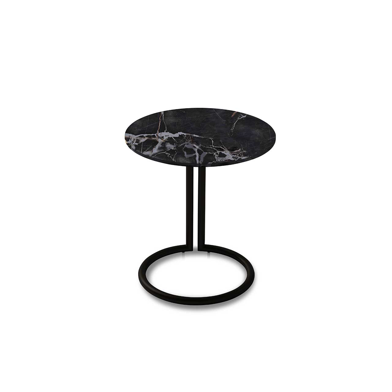 Ronald Schmitt  – Beistelltisch Circle K 95 - oben | Tischplatte Druck Portoro, Metallgestell schwarz