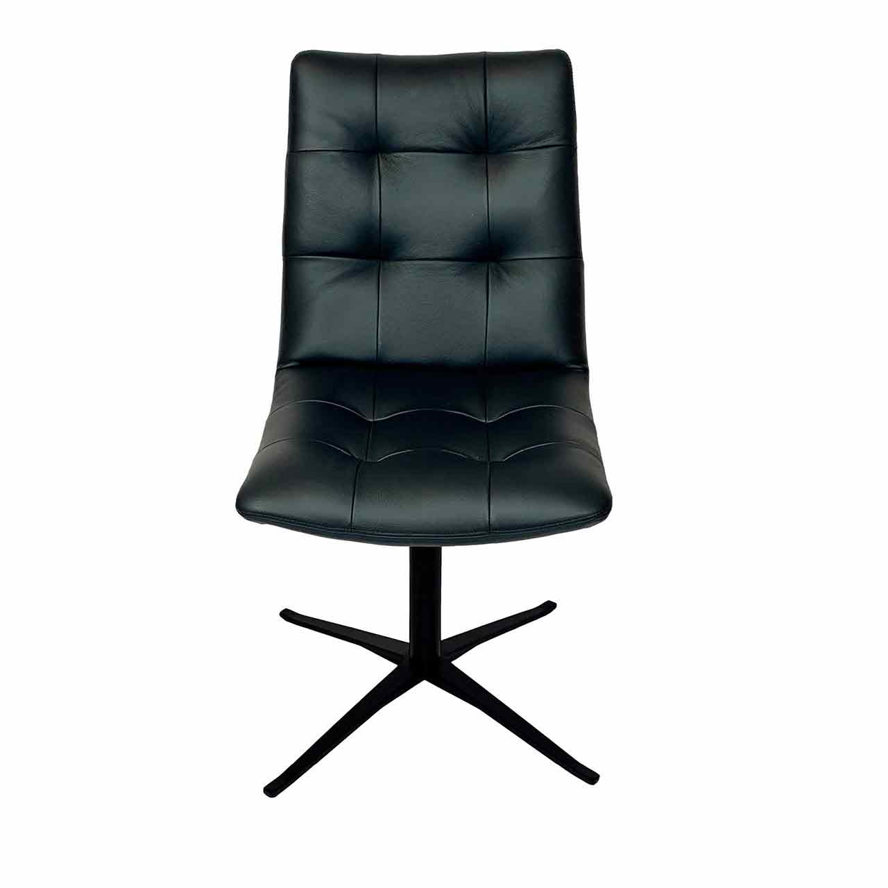 Ronald Schmitt –Stuhl mit Kreuzgestell Dining  LEO RST 233 | Bezug Leder Toledo schwarz, Gestell schwarz