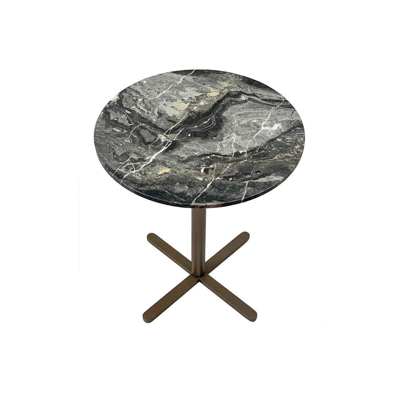 Ronald Schmitt  – Beistelltisch Twin K 445 | Tischplatte Marmor Arabescato, Gestell bronze