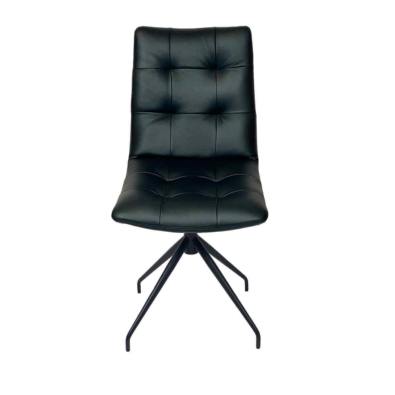 Ronald Schmitt –Stuhl mit Spinnenfuß LEO RST 233 | Bezug Leder schwarz, Gestell schwarz