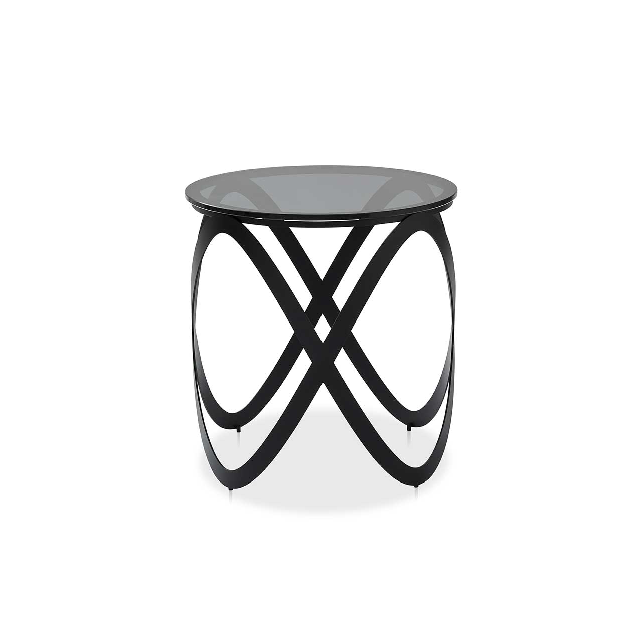 Ronald Schmitt – Beistelltisch Candy K 900 – 45 cm | Tischplatte Parsolglas grau, Gestell schwarz