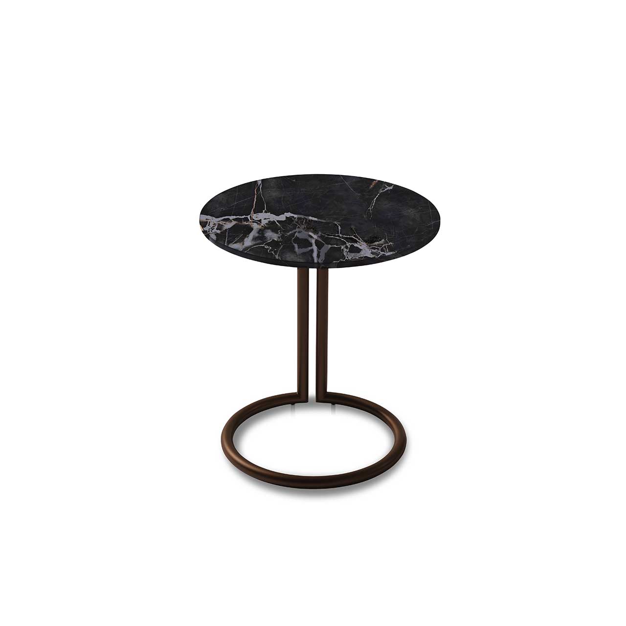 Ronald Schmitt  – Beistelltisch Circle K 95 - oben | Tischplatte Druck Portoro, Metallgestell bronze