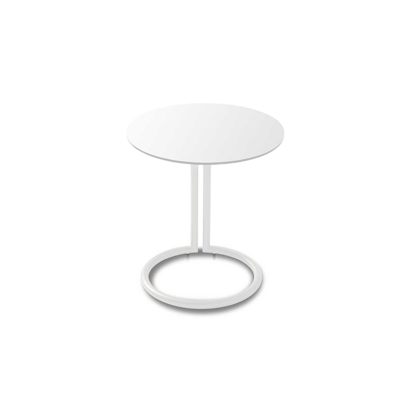Ronald Schmitt  – Beistelltisch Circle K 95 - oben | Tischplatte Optiwhite-Nano Weiß, Metallgestell weiß