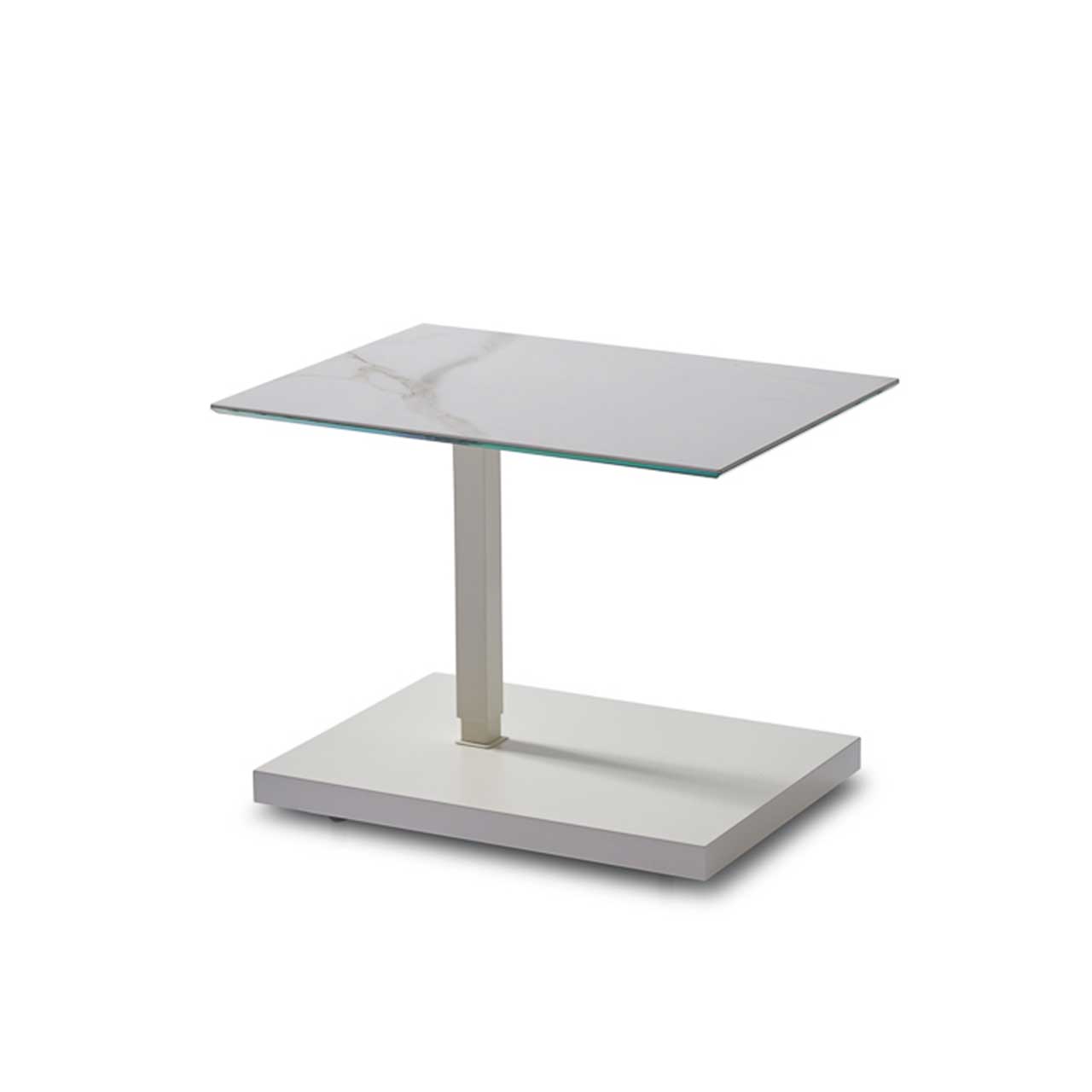 Ronald Schmitt – Beistelltisch Kolo K 729 - unten | Tischplatte Keramik Calacatta, Sockel MDF weiß