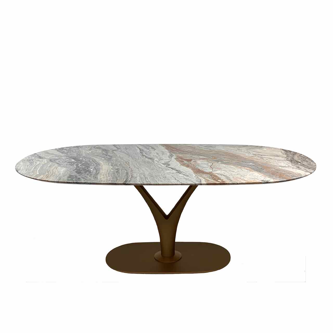Ronald Schmitt – Esstisch Preistige | Tischplatte Marmor Arabescato Oroibco - Gestell Bronze