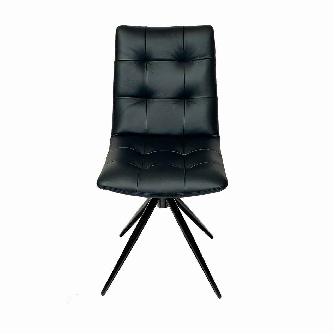 Ronald Schmitt –Stuhl mit 4-Fuß LEO RST 233 | Bezug Leder Toledo schwarz, Gestell schwarz