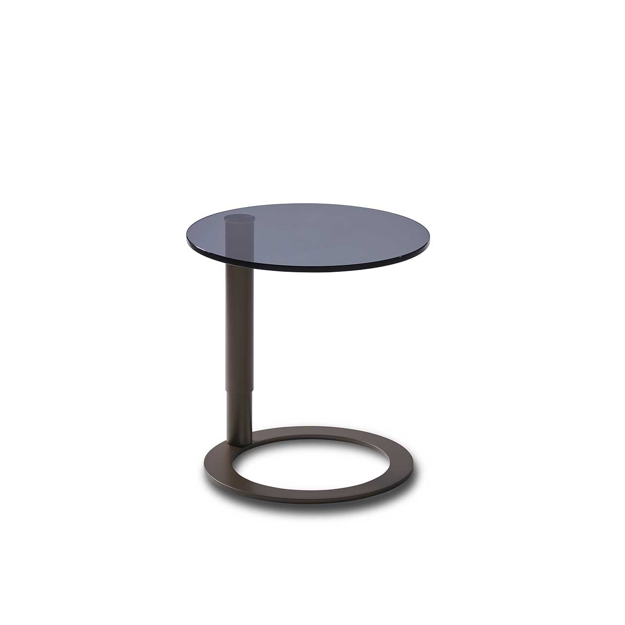 Ronald Schmitt – Beistelltisch Rondo K 441 – unten | Tischplatte Parsolglas grau, Metallgestell bronze