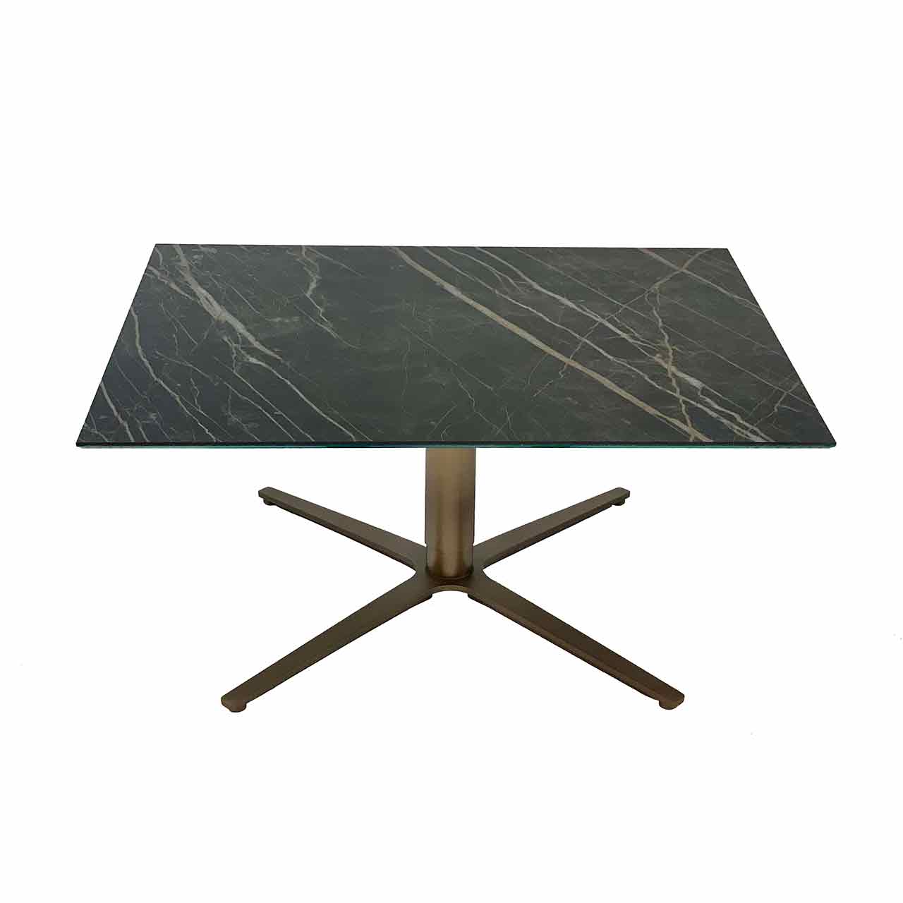 Ronald Schmitt – Fixus P 590 | Tischplatte Keramik Noir Desire, Säule und Sternfuß Bronze lackiert
