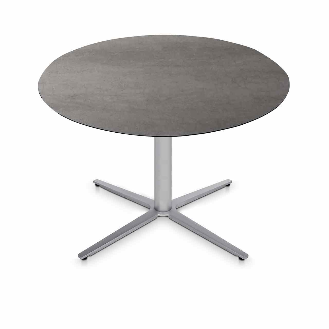 Ronald Schmitt – Fixus P 590 | Tischplatte Keramik Zement grau, Sockel Stermfuß Edelstahl