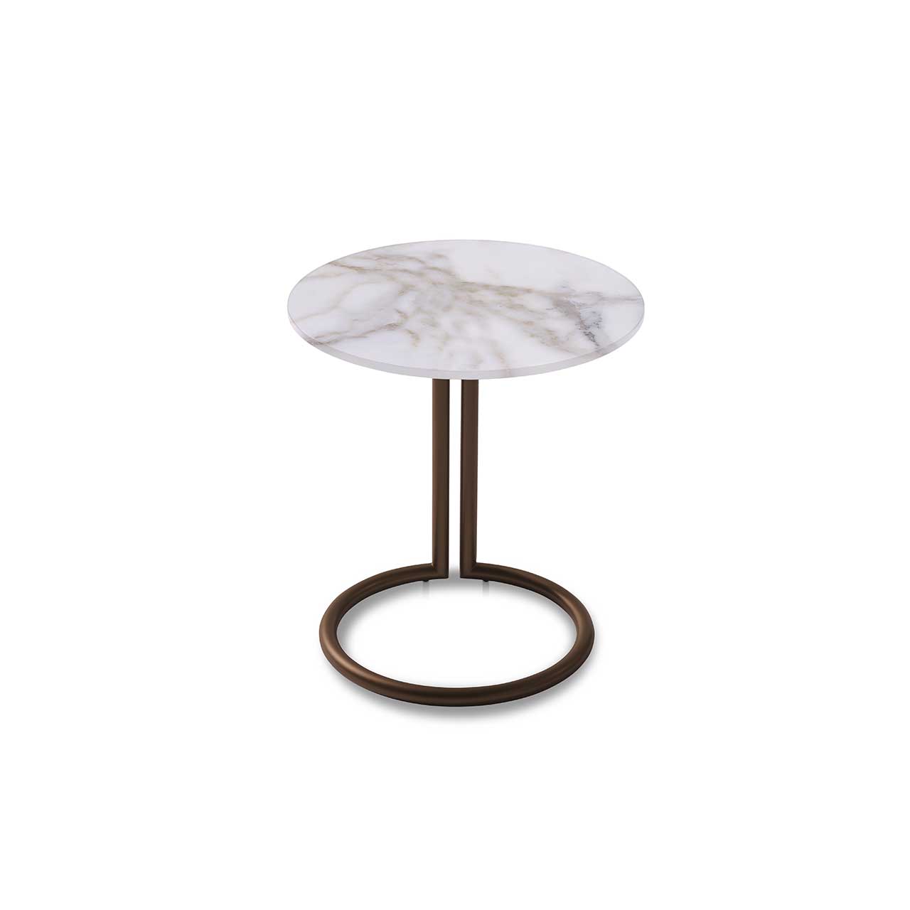 Ronald Schmitt  – Beistelltisch Circle K 95 - oben | Tischplatte Druck Calacatta, Metallgestell bronze