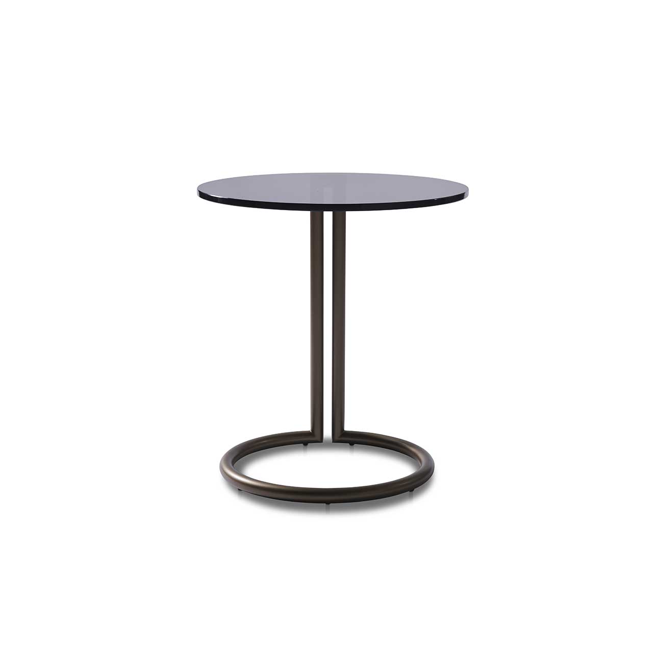 Ronald Schmitt  – Beistelltisch Circle K 95 - front | Tischplatte Parsolglas grau, Metallgestall bronze