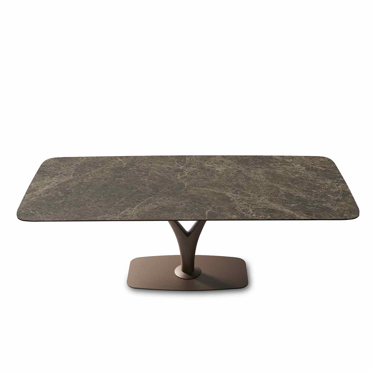 Ronald Schmitt  – Esstisch Fly  – Aquila P 2021 | Tischplatte Marmor dunkel, Gestell Bronze