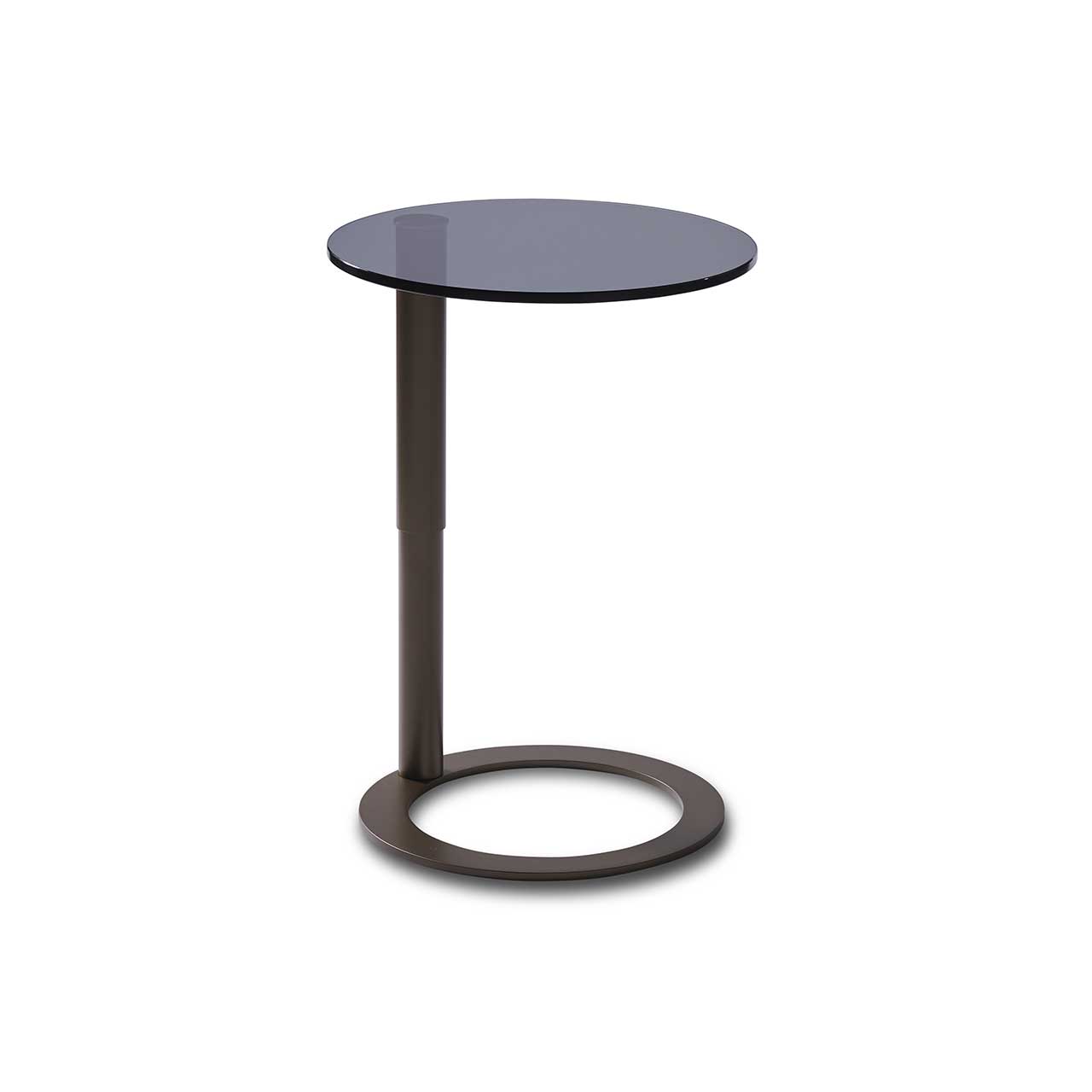 Ronald Schmitt – Beistelltisch Rondo K 441 – oben | Tischplatte Parsolglas grau, Metallgestell bronze