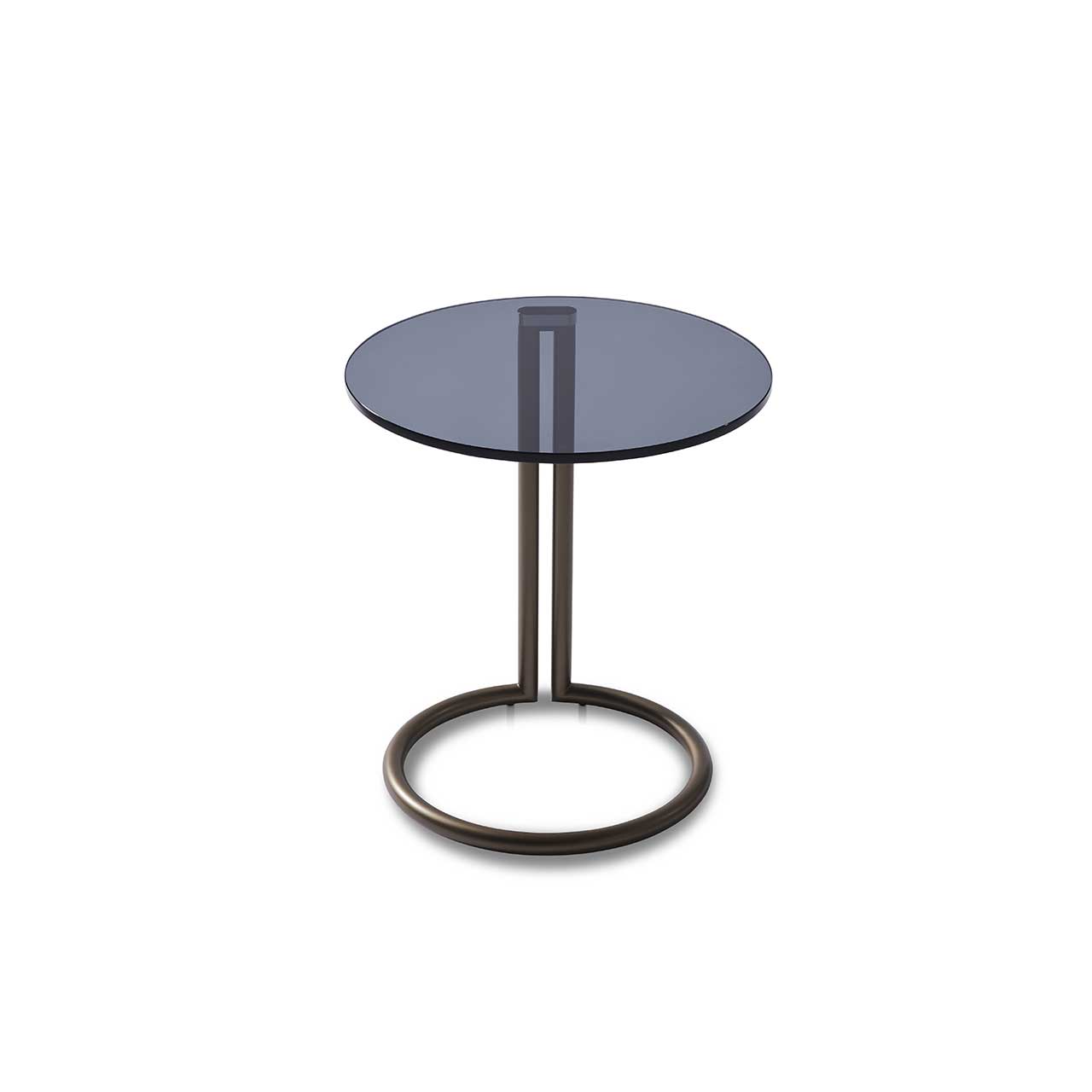 Ronald Schmitt  – Beistelltisch Circle K 95 - oben | Tischplatte Parsolglas grau, Metallgestell bronze