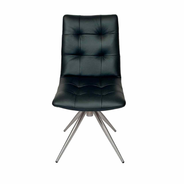 Ronald Schmitt –Stuhl mit 4-Fuß LEO RST 233 | Bezug Leder Toledo schwarz, Gestell White Brush