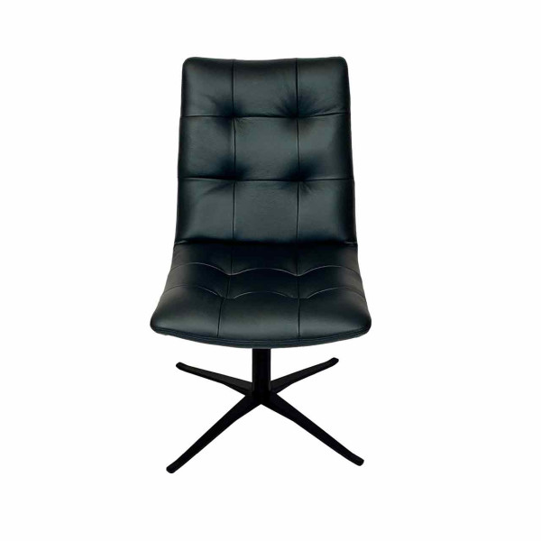 Ronald Schmitt –Stuhl mit Kreuzgestell Lounge LEO RST 233 | Bezug Leder Toledo schwarz, Gestell schwarz