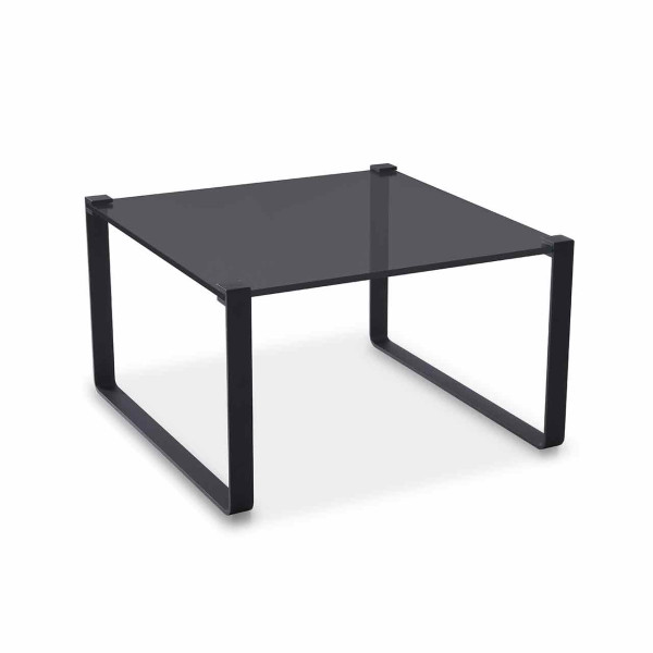 Ronald Schmitt – Couchtisch Blade K 832 | Tischplatte 90 x70 Parsolglas Grau, Kufen schwarz