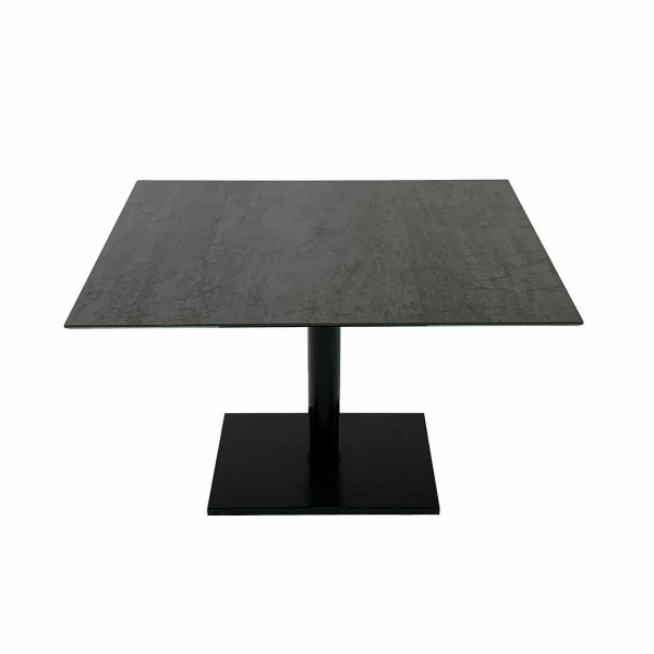 Ronald Schmitt – Fixus P 590 | Tischplatte Keramik Zement Anthrazit, Sockel: Schwarz lackiert